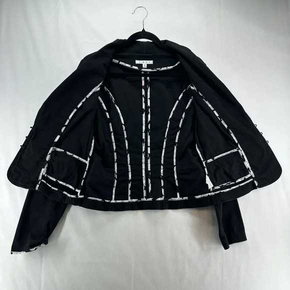 CAbi Jacket Womens Size 8 Twill Military Style Hook Closure Blazer Cotton Black - Picture 2 of 12